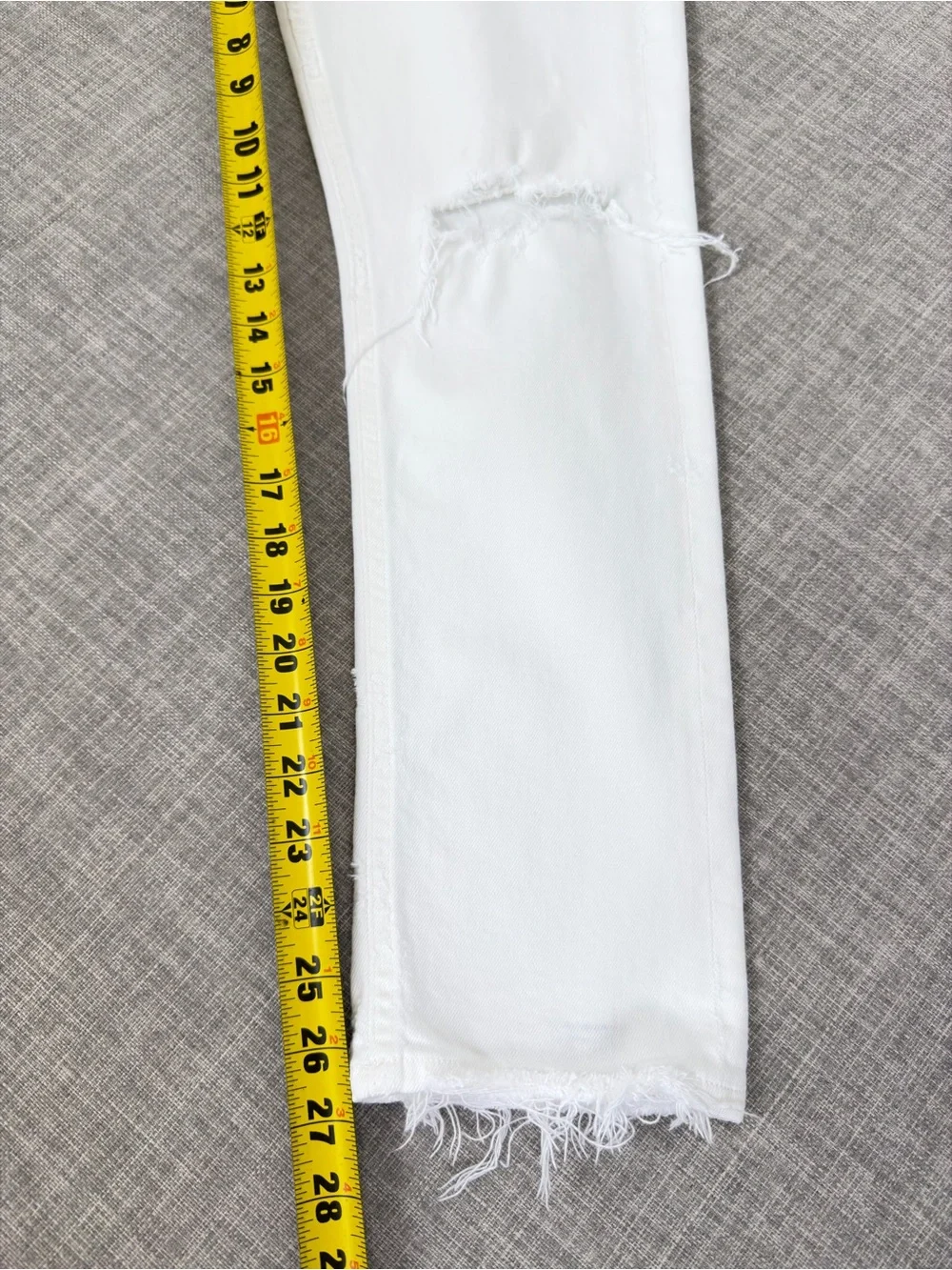 Agolde White Straight-Leg Distressed Jeans